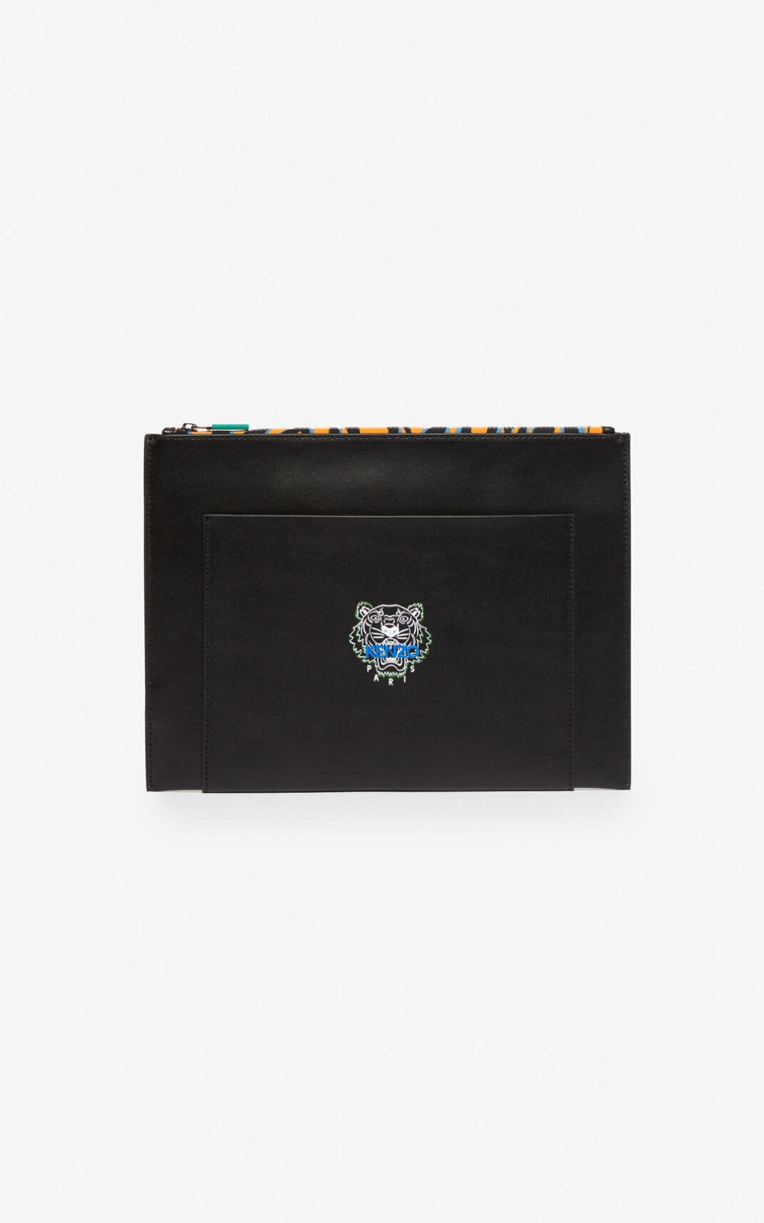 Clutch Kenzo Tiny Tiger A4 Cuero Mujer Negras AXG792450